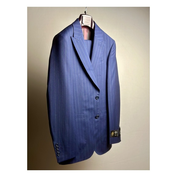 LANIFICIO F.LLI CERRUTI OXYGEN Slim Italian 140s Wool Stripe Men’s Suit Size 34R - Picture 2 of 10